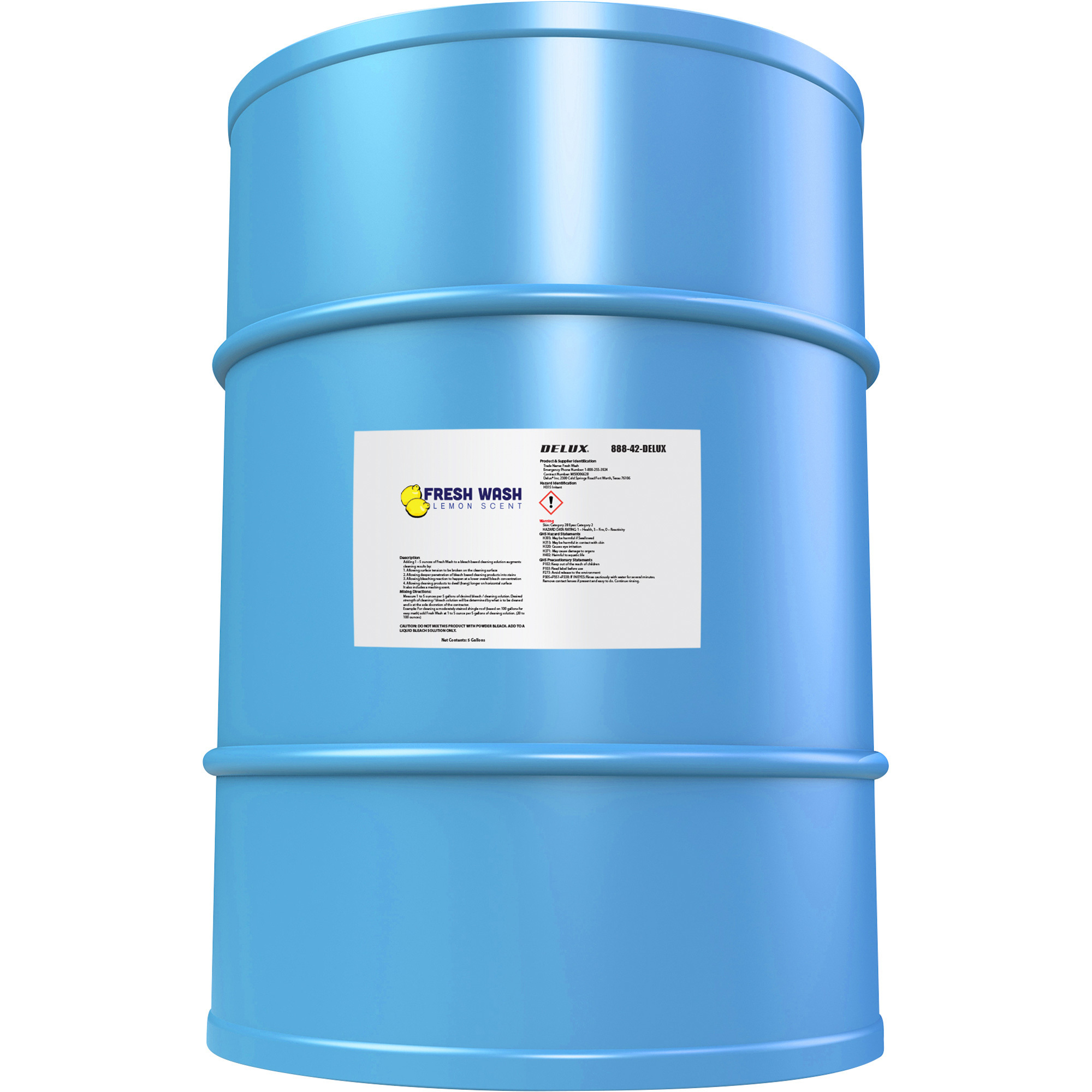 Delux Fresh Wash Bleach Additive, 55 Gallons, Lemon Scent, Model# FW-55-Lemon